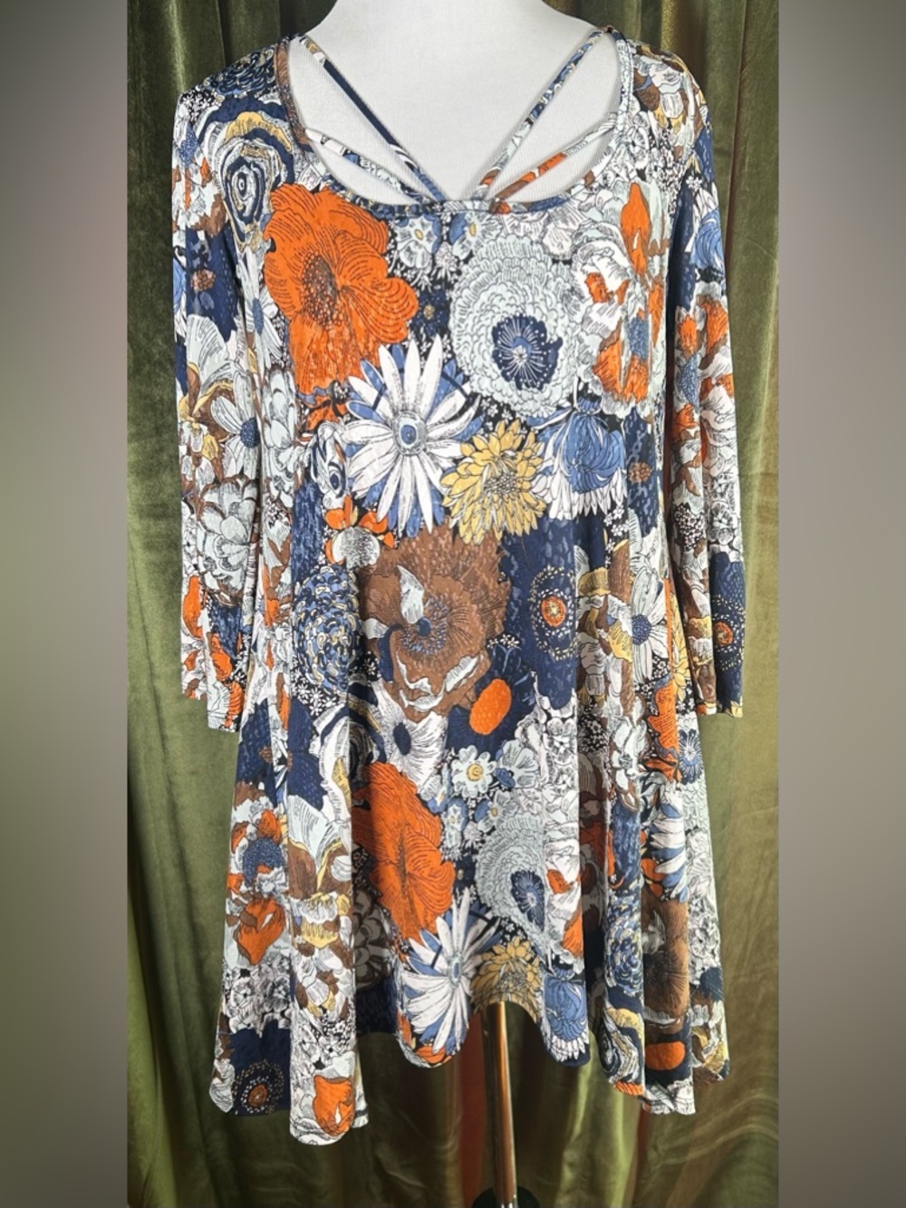 From The Heart Floral Lattice-neck Bohemian Tunic dress - Picture 4 of 5